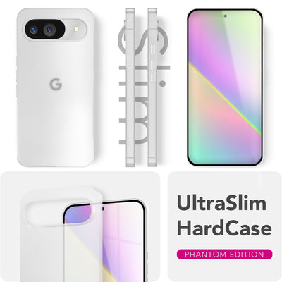 NALIA Ultra Slim Hardcase für Google Pixel 9 – Matt & 0.3mm Dünn – PHANTOM (Dünnes Cover & Kamera-Vollschutz) – Marke aus Berlin Weiß Transparent NALIA SlimFit Hülle