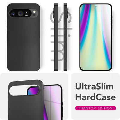 NALIA Ultra Slim Hardcase für Google Pixel 9 Pro XL – Matt & 0.3mm Dünn – PHANTOM (Dünnes Cover & Kamera-Vollschutz) – Marke aus Berlin Schwarz Opak NALIA SlimFit Hülle