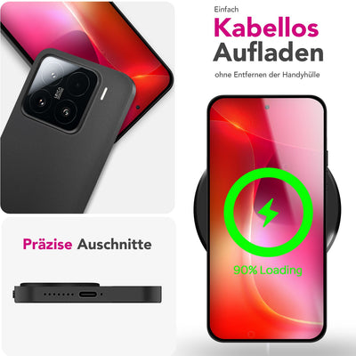 NALIA Ultra Slim Hardcase für Xiaomi 15 – Matt & 0.3mm Dünn – PHANTOM (Hauchdünnes Cover & Kamera-Vollschutz) – Marke aus Berlin Schwarz Opak NALIA SlimFit Hülle