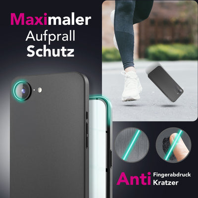 NALIA Ultra Slim Hardcase für iPhone 16e / 17e – Matt & 0.3mm Dünn – PHANTOM (Dünnes Cover & Kamera-Vollschutz) – Marke aus Berlin Schwarz Opak NALIA SlimFit Hülle