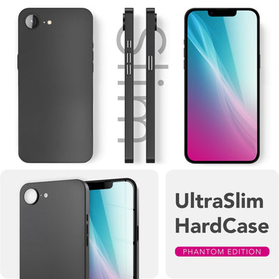 NALIA Ultra Slim Hardcase für iPhone 16e / 17e – Matt & 0.3mm Dünn – PHANTOM (Dünnes Cover & Kamera-Vollschutz) – Marke aus Berlin Schwarz Opak NALIA SlimFit Hülle