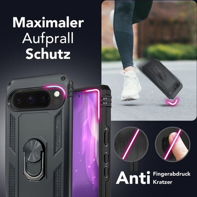 NALIA Panzerhülle für Google Pixel 9 Pro – Ring-Ständer 360° & Magnet-Halterung Kompatibel – RINGDEFEND (Stoßfestes Outdoor Case) – Marke aus Berlin Default Title NALIA Outdoor Hülle