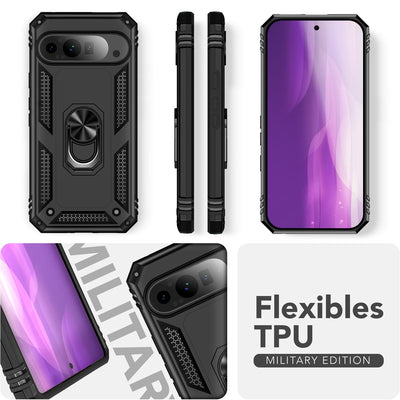 NALIA Panzerhülle für Google Pixel 9 Pro – Ring-Ständer 360° & Magnet-Halterung Kompatibel – RINGDEFEND (Stoßfestes Outdoor Case) – Marke aus Berlin Default Title NALIA Outdoor Hülle
