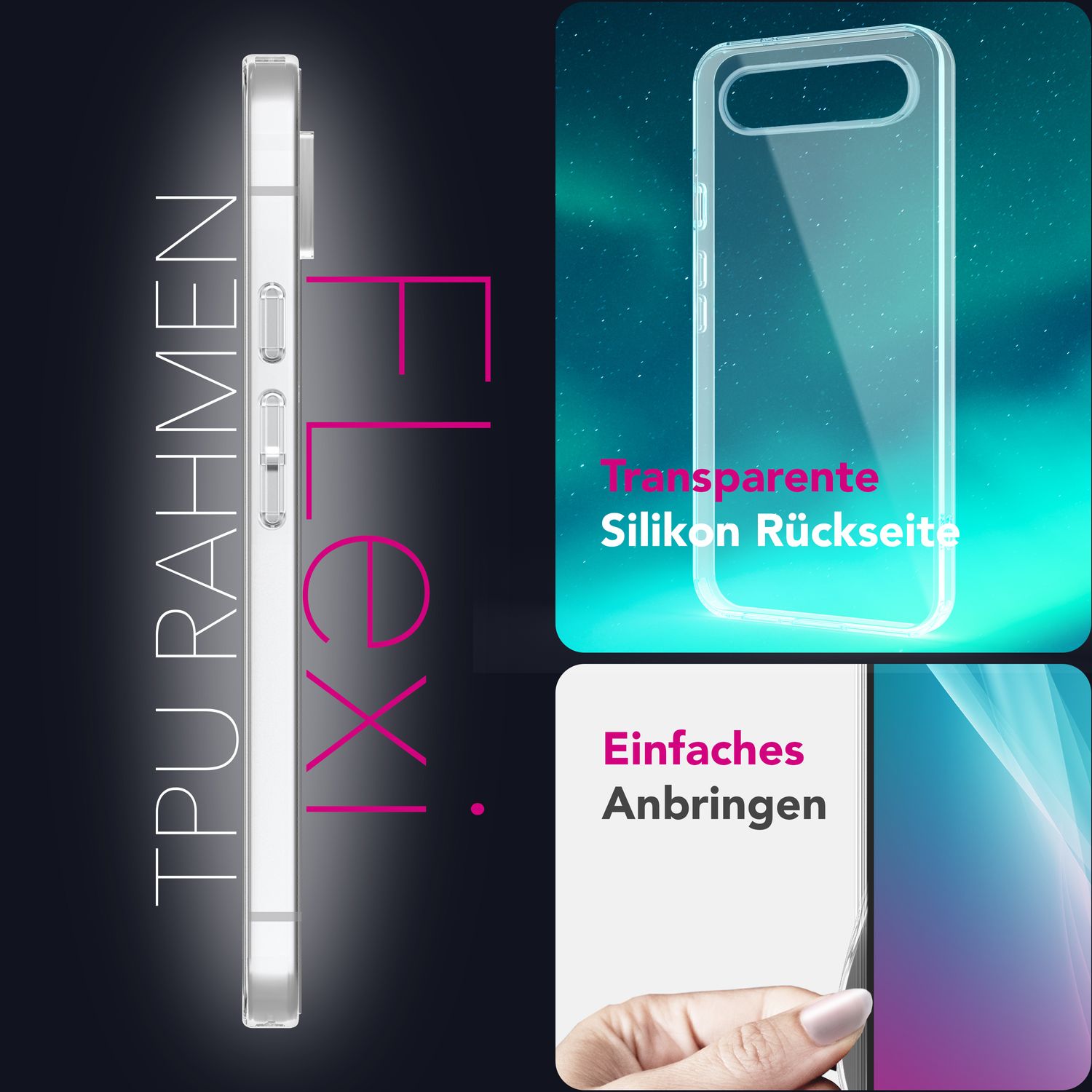 NALIA AirFlex Hülle für Google Pixel 9 Pro – Klare TPU Schutzhülle, Transparent, Flexibel & Formstabil, Strapazierfähig & Robust, Schutz vor Kratzern & Stößen, Dezente Handyhülle Default Title NALIA Transparente Hülle