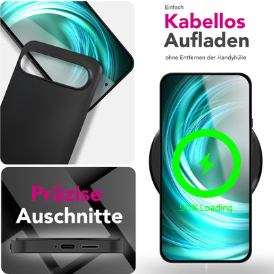 NALIA Matte Silikonhülle für Google Pixel 9 Pro – Slim, Schwarz & Rutschfest – STRIDER (Soft Case, Kameraschutz & Stoßfest) – Marke aus Berlin Default Title NALIA SlimFit Hülle