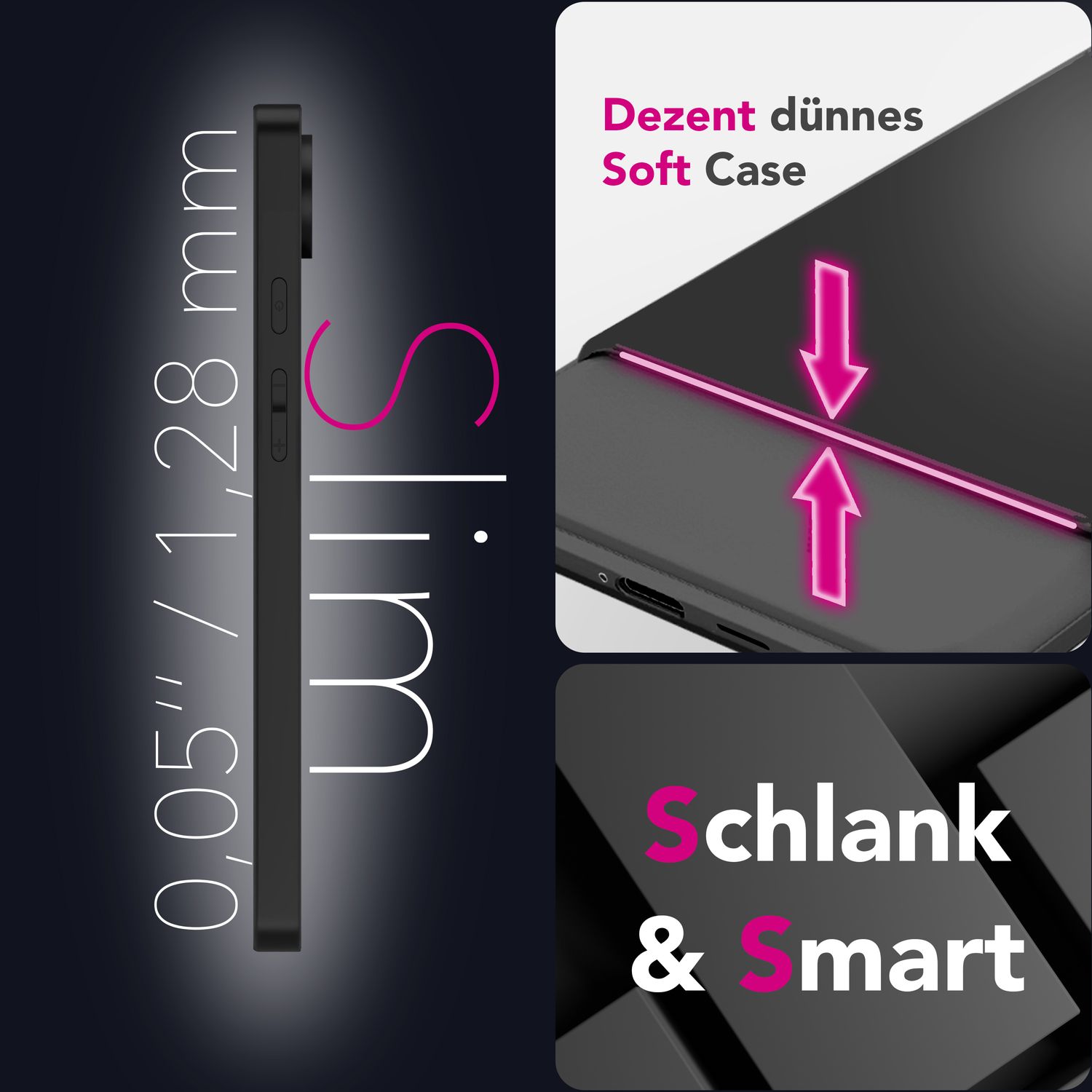 NALIA Strider Hülle für Google Pixel 9 Pro – Ultradünnes 1,28mm TPU Case, Mattes Schwarz, Handyhülle mit Staubgeschützten Tasten, Anti-Fingerprint Beschichtung, Slim Cover Default Title NALIA SlimFit Hülle