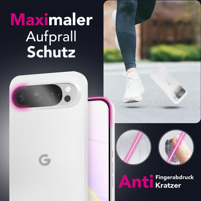 NALIA Ultra Slim Hardcase für Google Pixel 9 Pro – Matt & 0.3mm Dünn – PHANTOM (Dünnes Cover & Kamera-Vollschutz) – Marke aus Berlin Weiß Transparent NALIA SlimFit Hülle