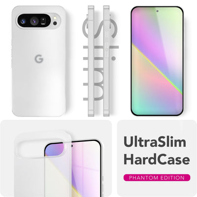 NALIA Ultra Slim Hardcase für Google Pixel 9 Pro – Matt & 0.3mm Dünn – PHANTOM (Dünnes Cover & Kamera-Vollschutz) – Marke aus Berlin Weiß Transparent NALIA SlimFit Hülle