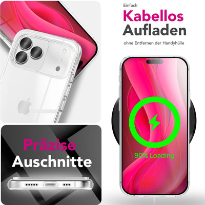 NALIA Transparente Silikonhülle für iPhone 17 Pro – Anti-Gelb & Rutschfest – GLAZE (Handyhülle Kristallklar, Schlank & Stoßfest) – Marke aus Berlin Default Title NALIA Transparente Hülle