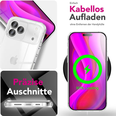NALIA Transparente Silikonhülle für iPhone 17 Pro Max – Anti-Gelb & Rutschfest – GLAZE (Handyhülle Kristallklar, Schlank & Stoßfest) – Marke aus Berlin Default Title NALIA Transparente Hülle