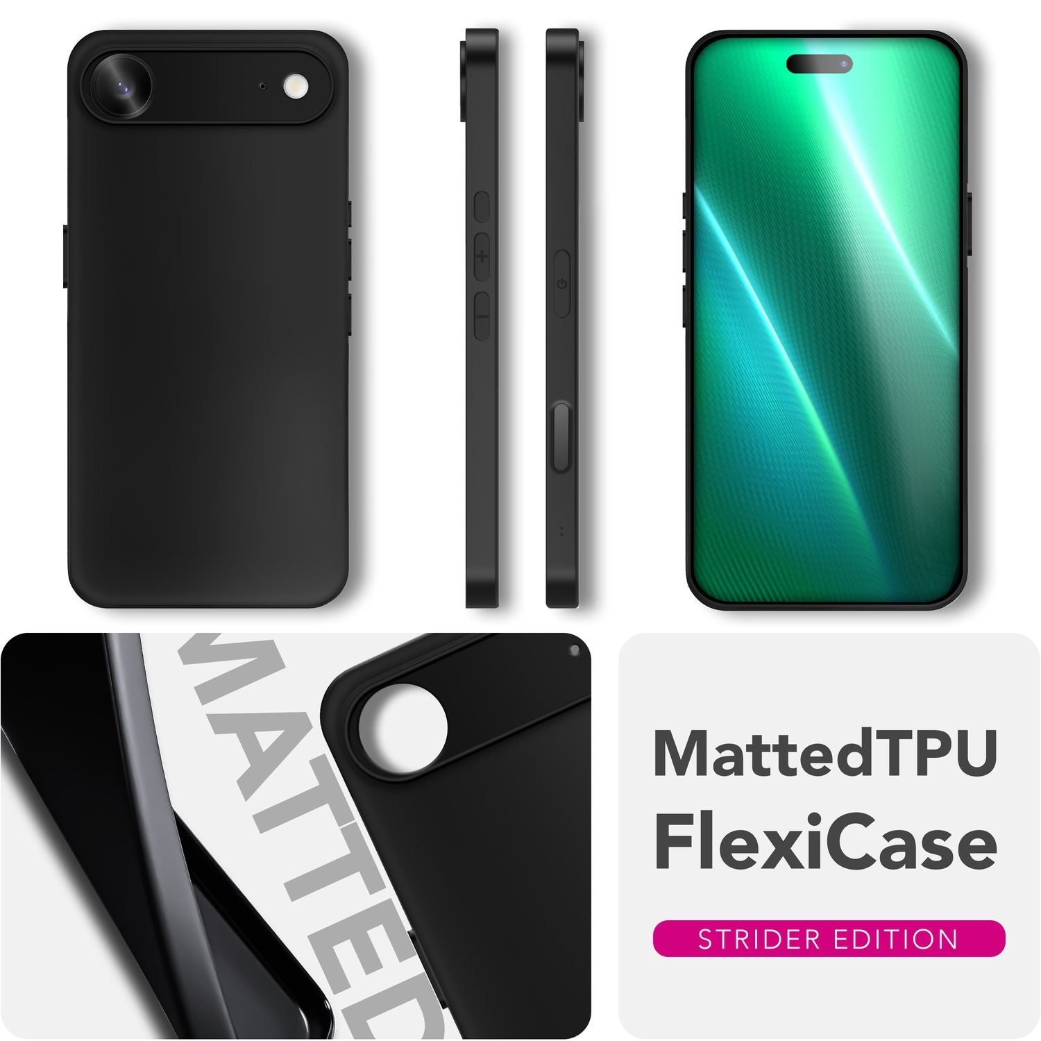 NALIA Hülle Strider für Apple iPhone 17 Air (Mattes Slim-Case) - Ultradünn 1,28mm, Soft-Touch TPU Cover, Geschlossene Tastenabdeckung, Anti-Fingerprint, Handy Schutzhülle - Schwarz