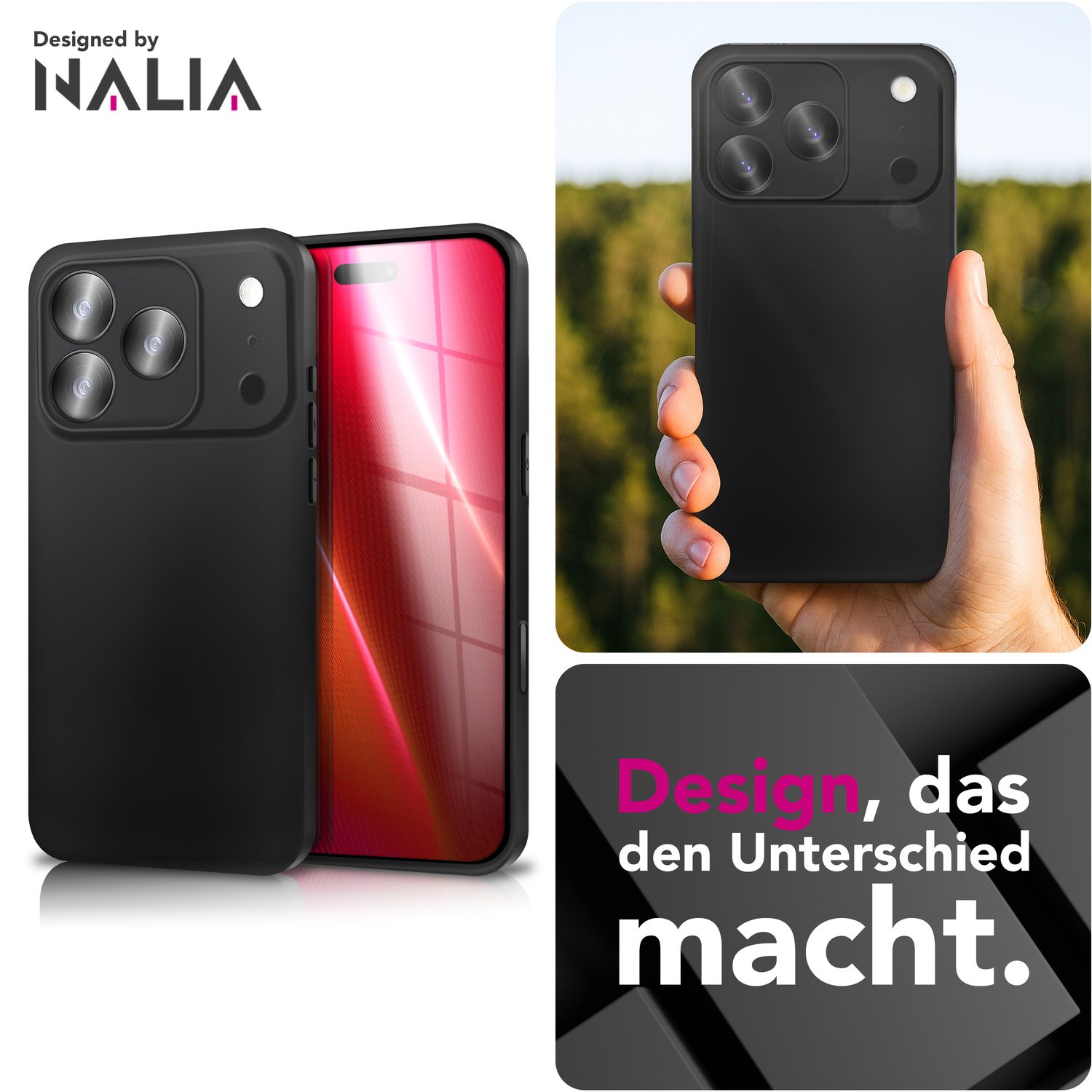 NALIA Hülle Strider für Apple iPhone 17 Pro (Mattes Slim-Case) - 1,28mm Dünn, Soft-Touch TPU Cover, Staubdichter Tastenschutz, Fingerprint-Reduzierend, Handy Schutzhülle - Schwarz Default Title NALIA SlimFit Hüllen