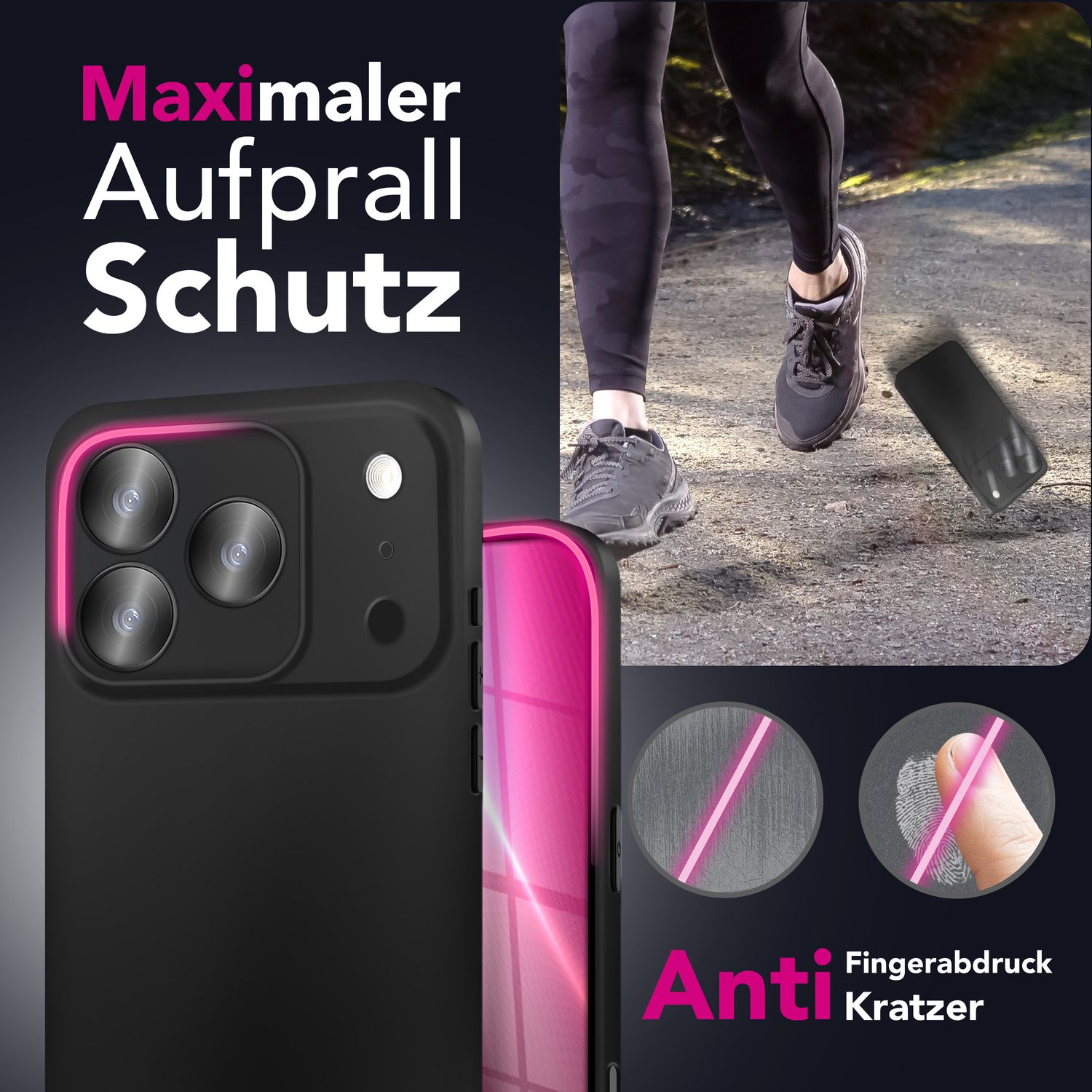NALIA Hülle Strider für Apple iPhone 17 Pro Max (Mattes Slim-Case) - Ultradünn 1,28mm, Soft-Touch TPU Cover, Staubschutz Tasten, Fingerabdruckarm, Handy Schutzhülle - Schwarz Default Title NALIA SlimFit Hüllen
