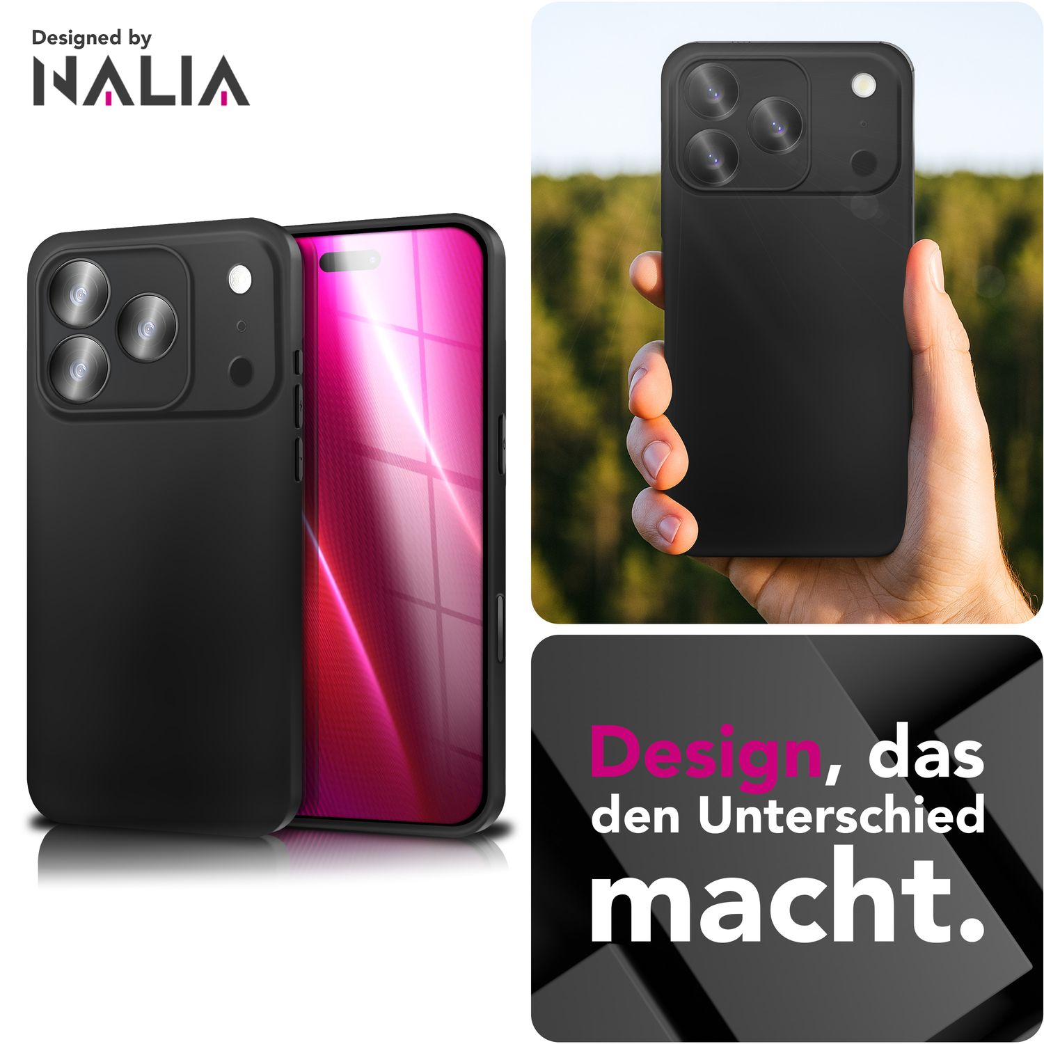 NALIA Hülle Strider für Apple iPhone 17 Pro Max (Mattes Slim-Case) - Ultradünn 1,28mm, Soft-Touch TPU Cover, Staubschutz Tasten, Fingerabdruckarm, Handy Schutzhülle - Schwarz Default Title NALIA SlimFit Hüllen