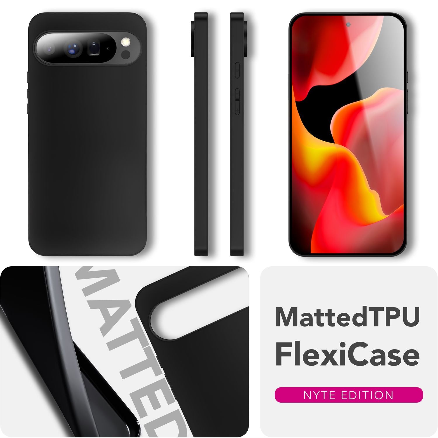 NALIA Hülle Strider für Google Pixel 10 Pro (Mattes Slim-Case) - 1,28mm Schlank, Flexibles TPU, Staubdichte Tasten-Kappen, Anti-Fingerprint Oberfläche, Handy Schutzhülle - Schwarz Default Title NALIA SlimFit Hülle