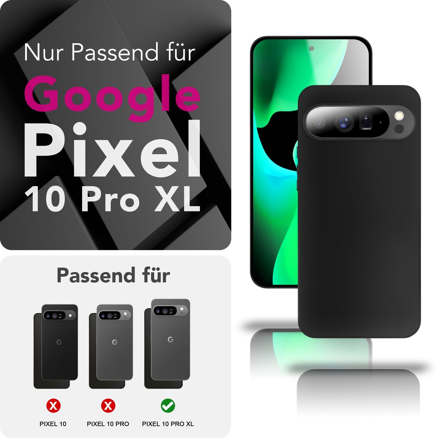 NALIA Hülle Strider für Google Pixel 10 Pro XL (Mattes Slim-Case) - Ultradünn 1,28mm, Flexibles TPU Silikon, Staubschutz-Abdeckung für Tasten, Elegante Handy Schutzhülle - Schwarz Default Title NALIA SlimFit Hülle
