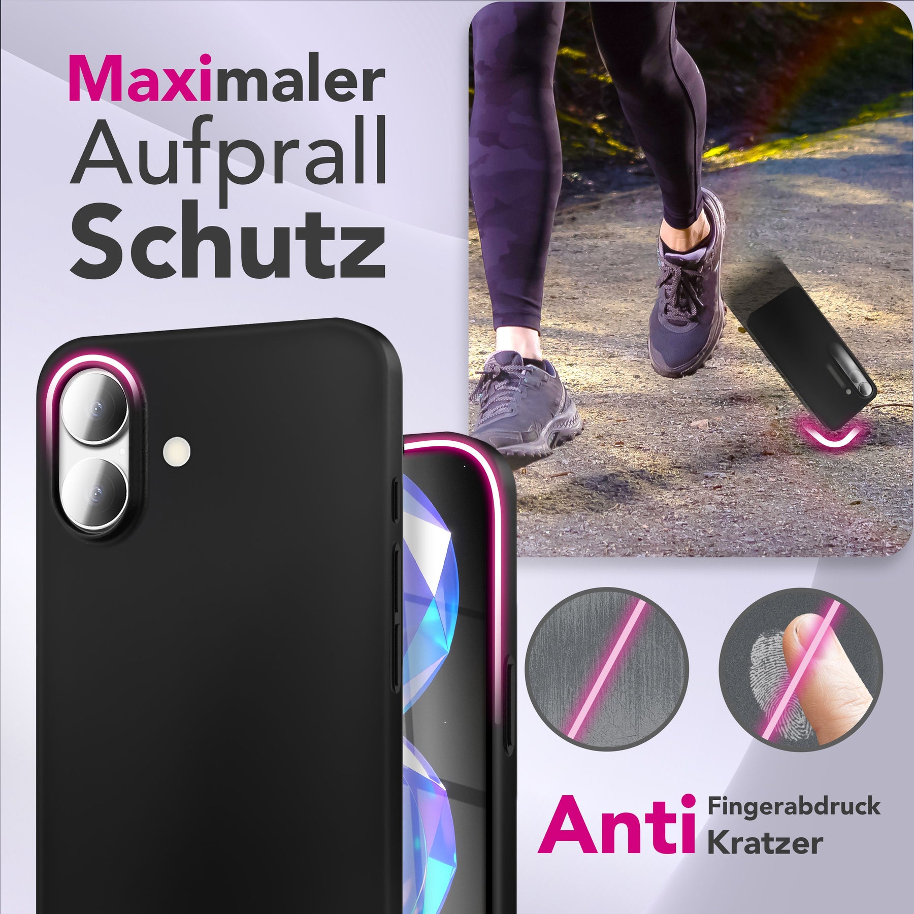 NALIA Ultra Slim Hardcase für iPhone 17 – Matt & 0.3mm Dünn – PHANTOM (Dünnes Cover & Kamera-Vollschutz) – Marke aus Berlin Schwarz Opak NALIA SlimFit Hülle
