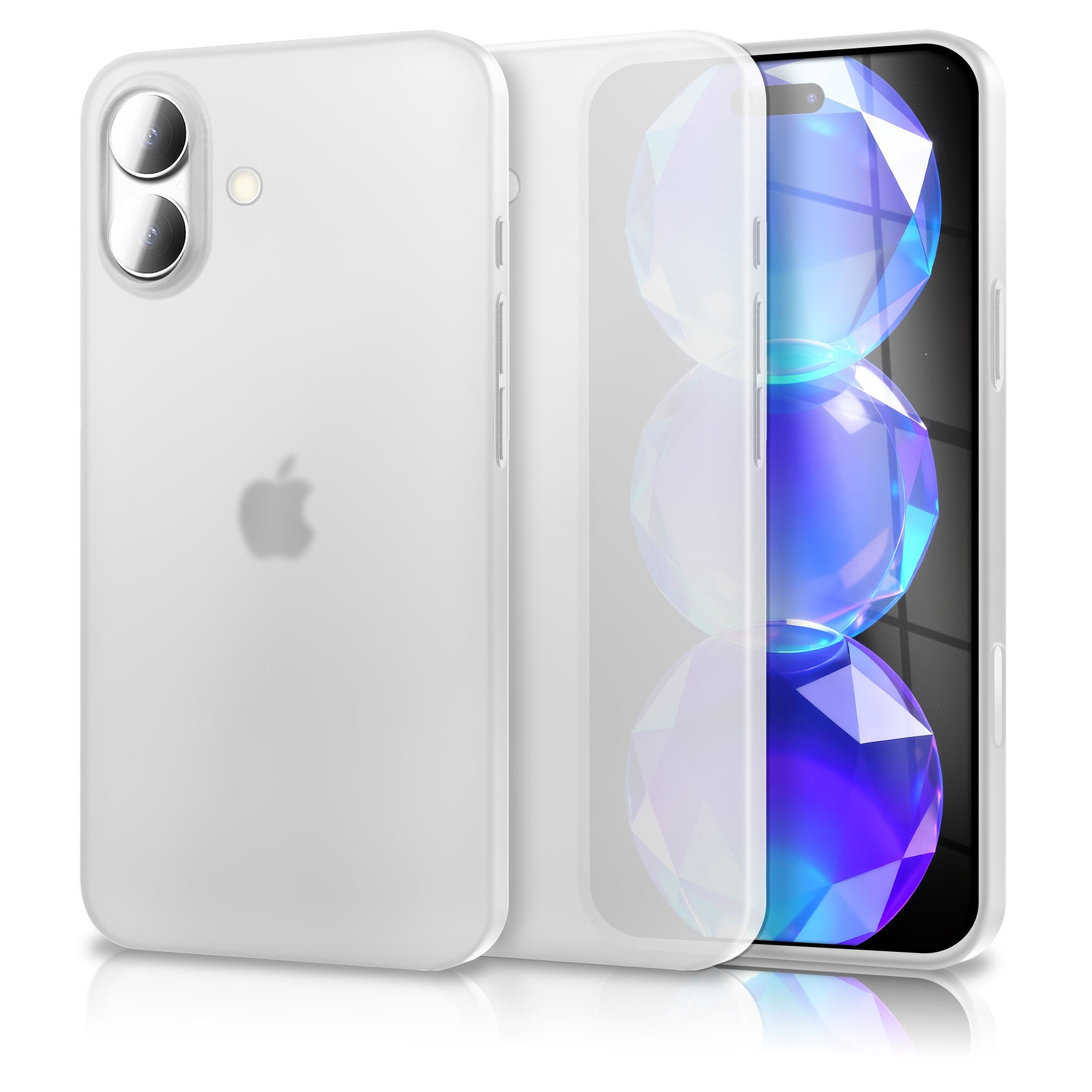NALIA Ultra Slim Hardcase für iPhone 17 – Matt & 0.3mm Dünn – PHANTOM (Dünnes Cover & Kamera-Vollschutz) – Marke aus Berlin Weiß Transparent NALIA SlimFit Hülle