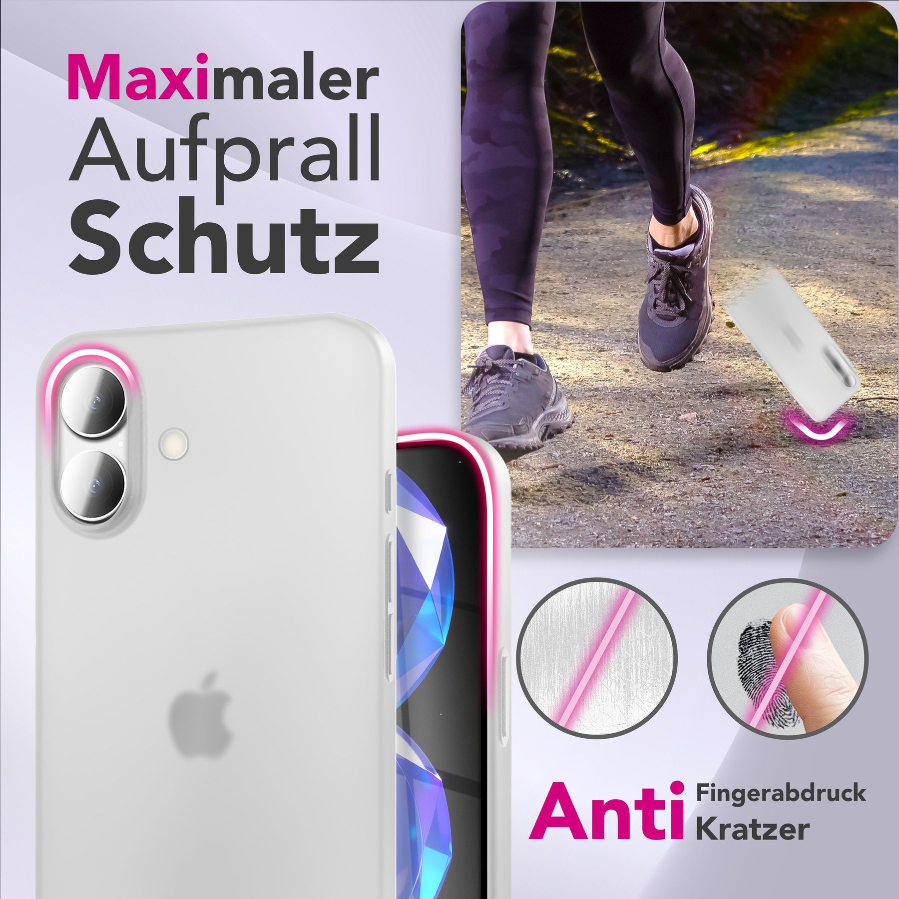 NALIA Ultra Slim Hardcase für iPhone 17 – Matt & 0.3mm Dünn – PHANTOM (Dünnes Cover & Kamera-Vollschutz) – Marke aus Berlin Weiß Transparent NALIA SlimFit Hülle