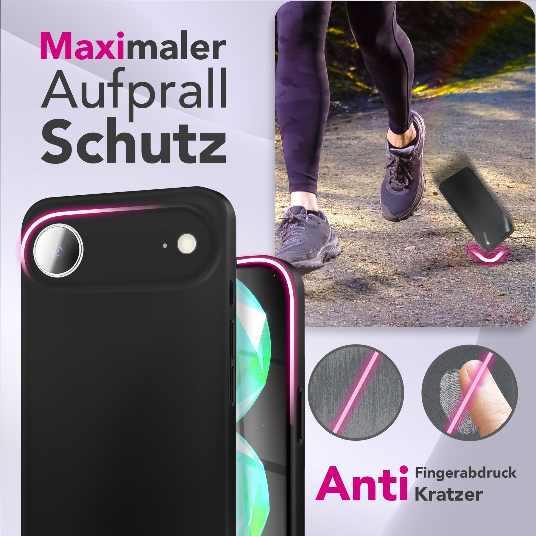 NALIA Ultra Slim Hardcase für iPhone 17 Air – Matt & 0.3mm Dünn – PHANTOM (Dünnes Cover & Kamera-Vollschutz) – Marke aus Berlin Schwarz Opak NALIA SlimFit Hülle
