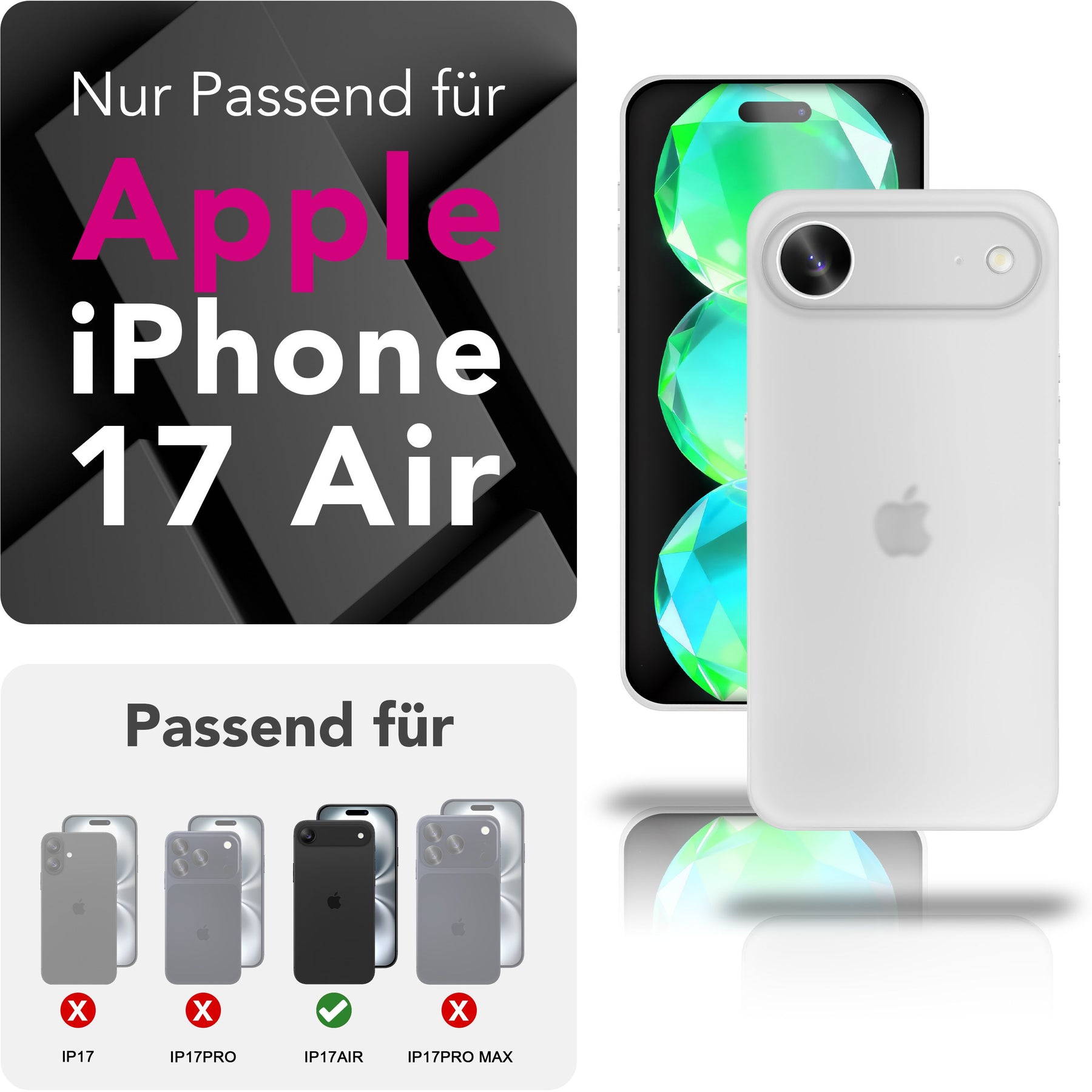 NALIA Ultra Slim Hardcase für iPhone 17 Air – Matt & 0.3mm Dünn – PHANTOM (Dünnes Cover & Kamera-Vollschutz) – Marke aus Berlin Weiß Transparent NALIA SlimFit Hülle