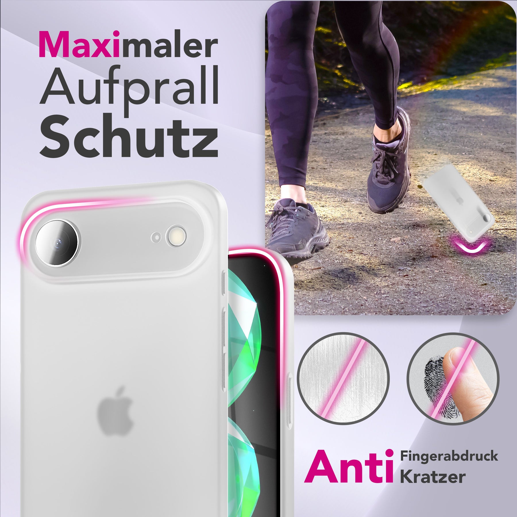 NALIA Ultra Slim Hardcase für iPhone 17 Air – Matt & 0.3mm Dünn – PHANTOM (Dünnes Cover & Kamera-Vollschutz) – Marke aus Berlin Weiß Transparent NALIA SlimFit Hülle