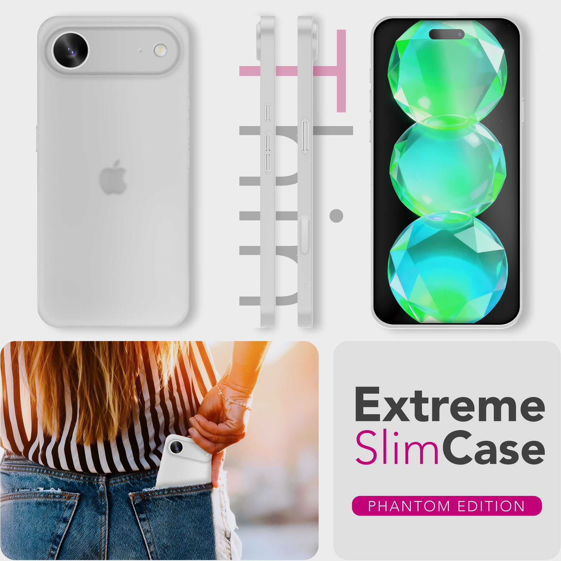 NALIA Ultra Slim Hardcase für iPhone 17 Air – Matt & 0.3mm Dünn – PHANTOM (Dünnes Cover & Kamera-Vollschutz) – Marke aus Berlin Weiß Transparent NALIA SlimFit Hülle
