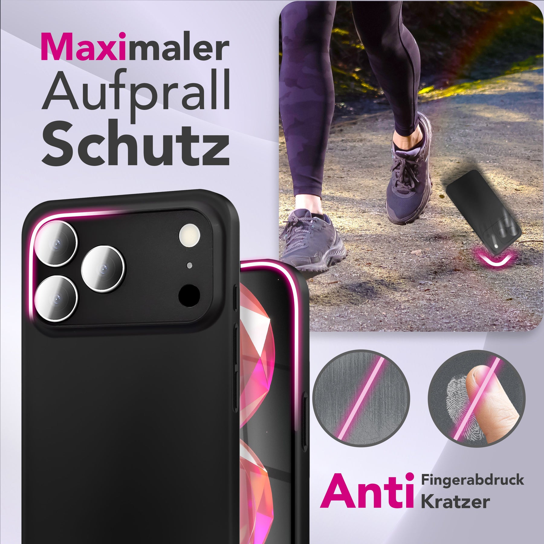 NALIA Ultra Slim Hardcase für iPhone 17 Pro – Matt & 0.3mm Dünn – PHANTOM (Dünnes Cover & Kamera-Vollschutz) – Marke aus Berlin Schwarz Opak NALIA SlimFit Hülle