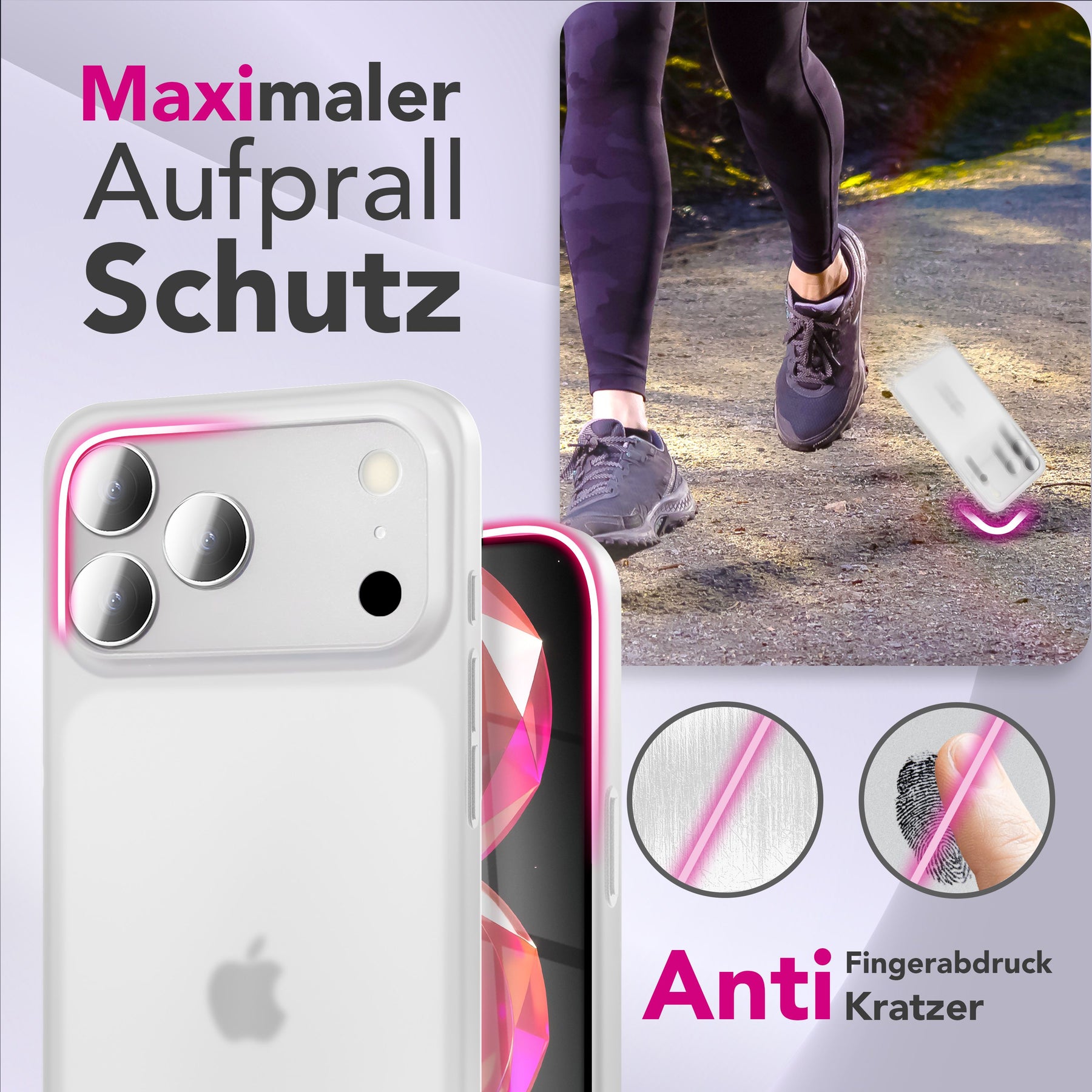 NALIA Ultra Slim Hardcase für iPhone 17 Pro – Matt & 0.3mm Dünn – PHANTOM (Dünnes Cover & Kamera-Vollschutz) – Marke aus Berlin Weiß Transparent NALIA SlimFit Hülle