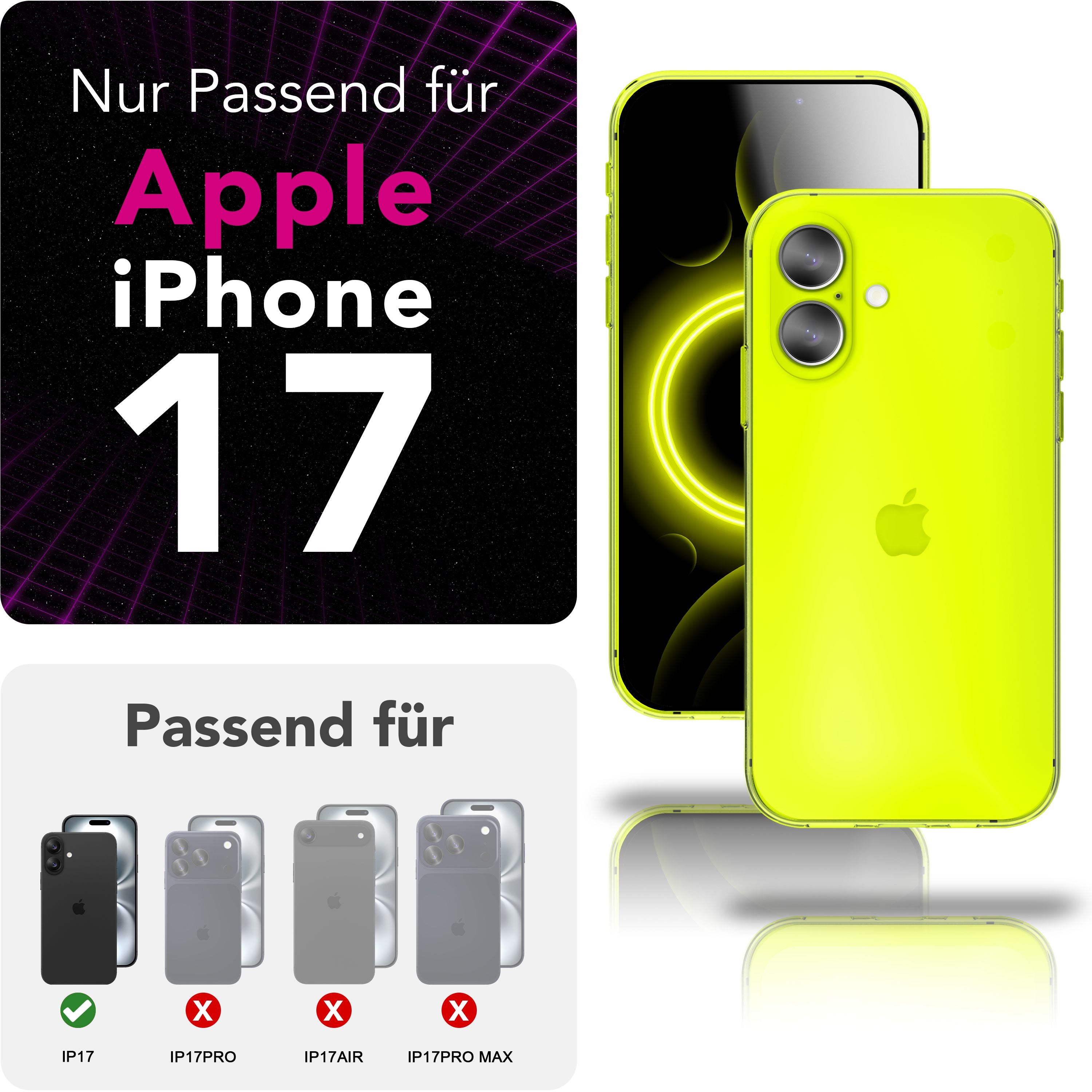 NALIA Hülle Vibe für Apple iPhone 17 (Knallige Farben) - Leuchtendes TPU Case in Neon Optik, Bunt & Semi-Transparent, Anti-Gelb Silikon, Flexible Handyhülle, Schlank