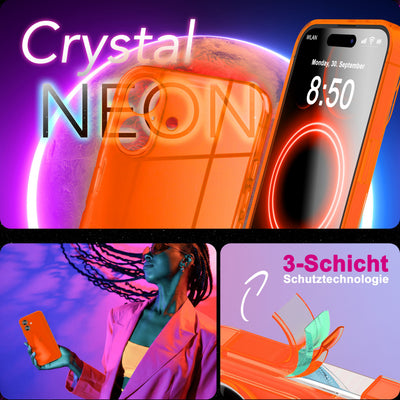 NALIA Neon Silikonhülle für iPhone 17 – Knallige Signal-Farbe & Linsenschutz – VIBE (Transparentes Case) – Marke aus Berlin Gelb NALIA Klare Hüllen