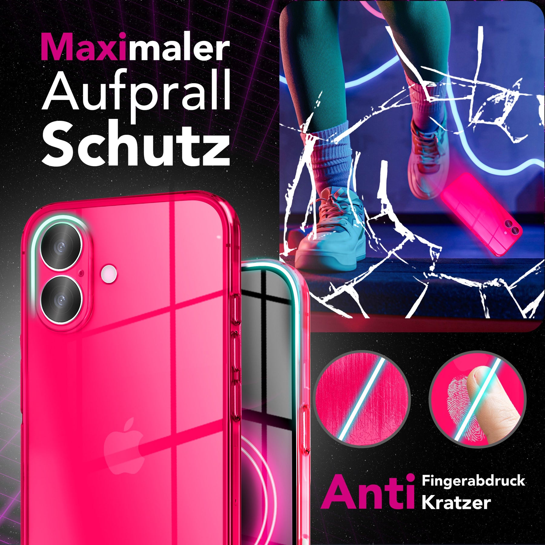 NALIA Neon Silikonhülle für iPhone 17 – Knallige Signal-Farbe & Linsenschutz – VIBE (Transparentes Case) – Marke aus Berlin Gelb NALIA Klare Hüllen
