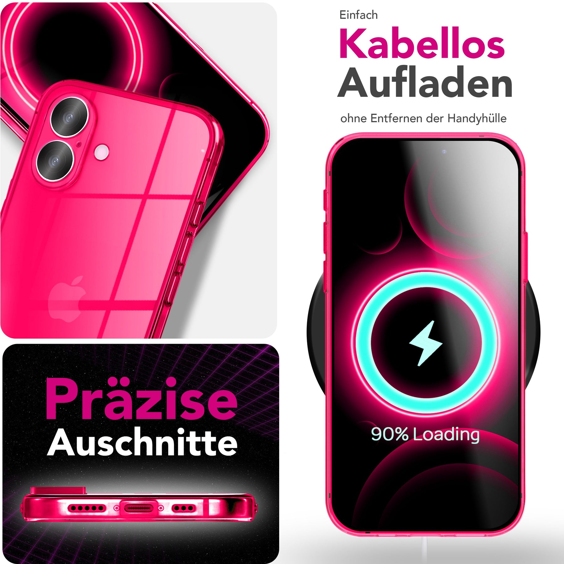 NALIA Neon Silikonhülle für iPhone 17 – Knallige Signal-Farbe & Linsenschutz – VIBE (Transparentes Case) – Marke aus Berlin Gelb NALIA Klare Hüllen