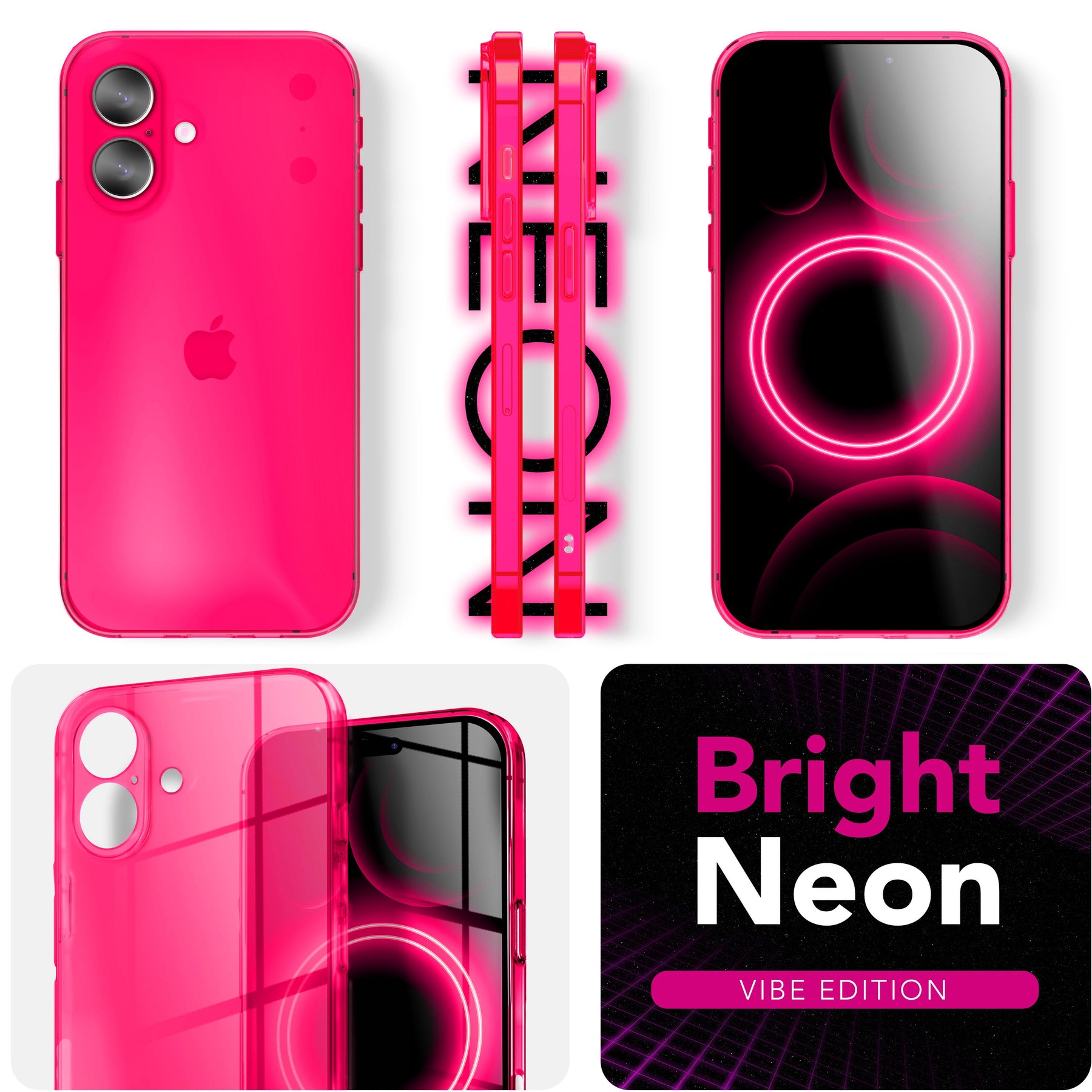 NALIA Neon Silikonhülle für iPhone 17 – Knallige Signal-Farbe & Linsenschutz – VIBE (Transparentes Case) – Marke aus Berlin Gelb NALIA Klare Hüllen