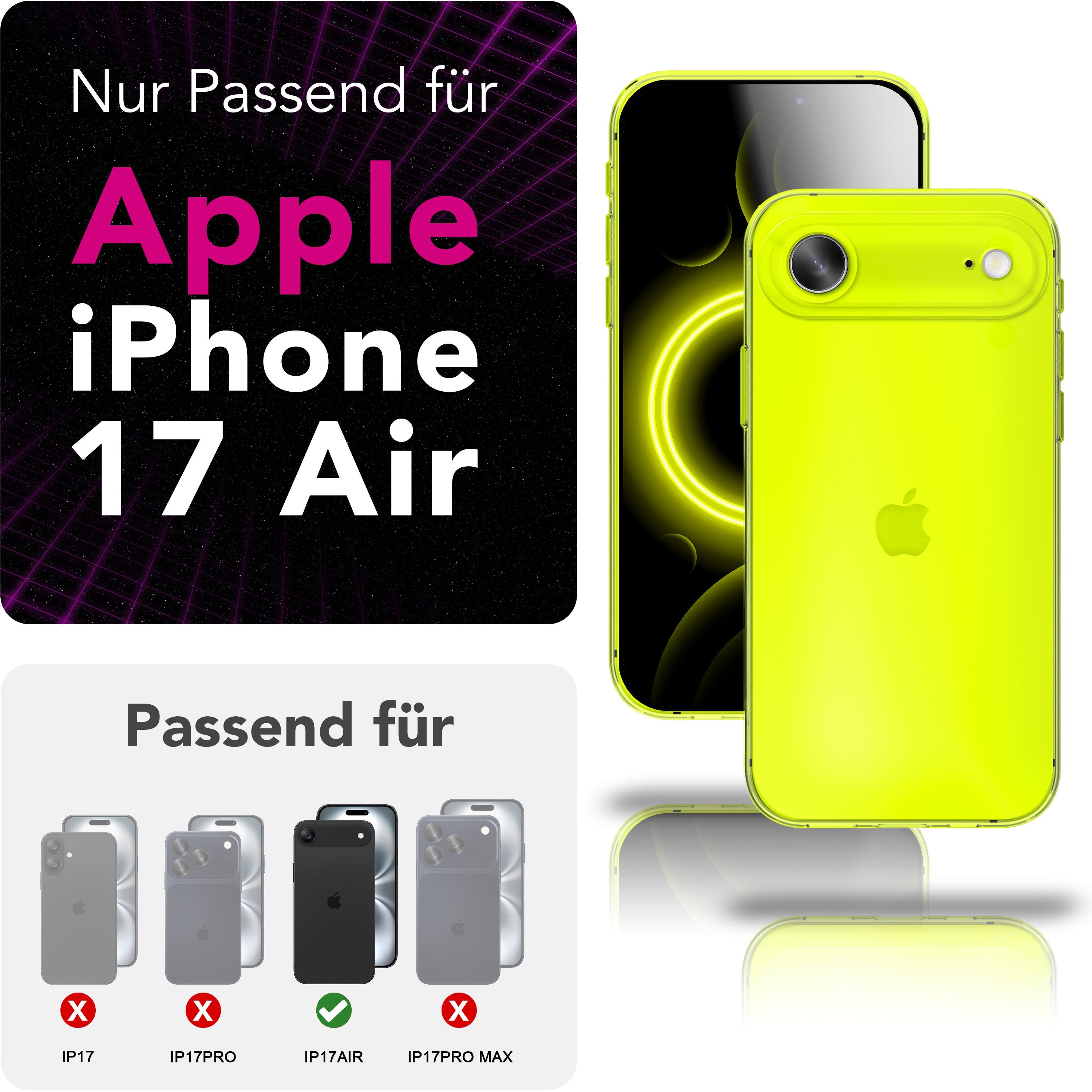 NALIA Hülle Vibe für Apple iPhone 17 Air (Knallige Farben) - Farbintensives TPU Cover mit Neon Strahlkraft, Halb-Transparent, Schlank, Anti-Gelb, Bunte Silikonhülle