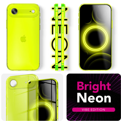 NALIA Neon Silikonhülle für iPhone 17 Air – Knallige Signal-Farbe & Linsenschutz – VIBE (Transparentes Case) – Marke aus Berlin Gelb NALIA Klare Hüllen