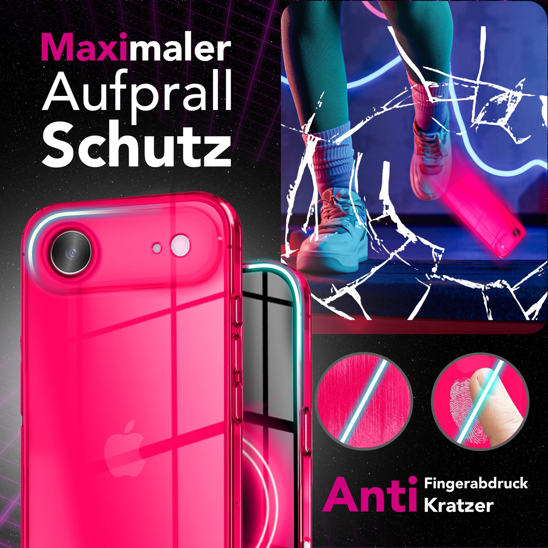 NALIA Neon Silikonhülle für iPhone 17 Air – Knallige Signal-Farbe & Linsenschutz – VIBE (Transparentes Case) – Marke aus Berlin Gelb NALIA Klare Hüllen