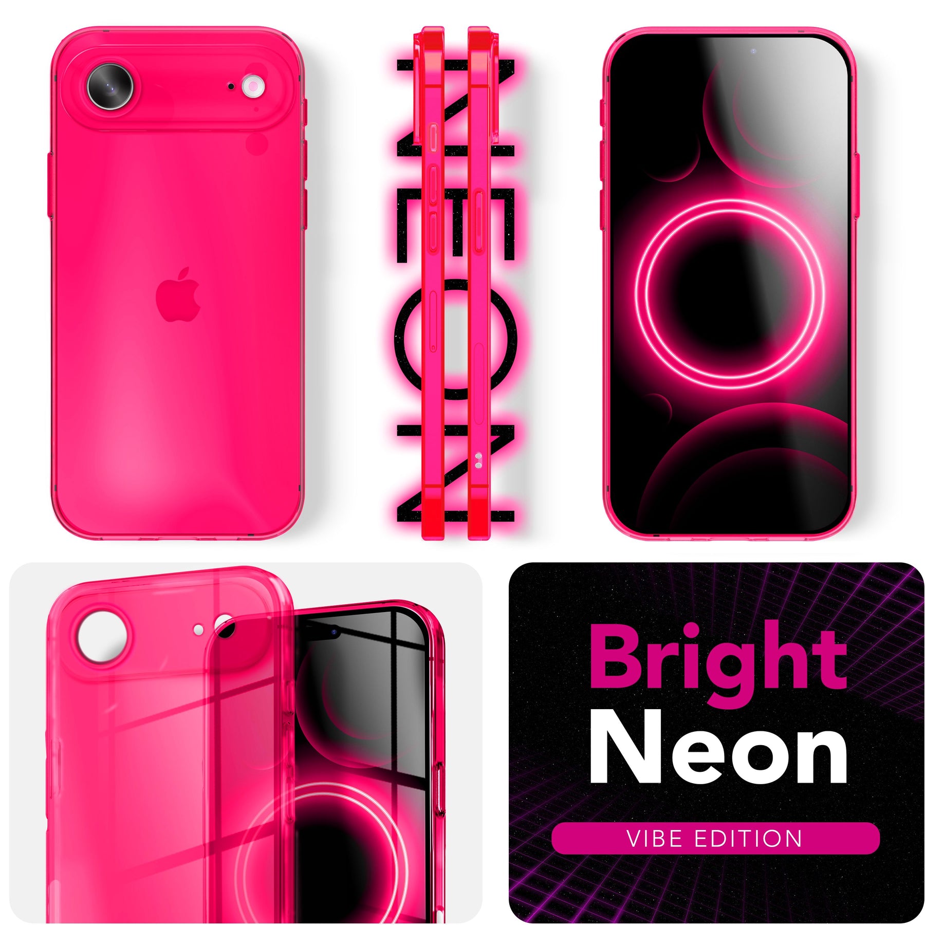 NALIA Neon Silikonhülle für iPhone 17 Air – Knallige Signal-Farbe & Linsenschutz – VIBE (Transparentes Case) – Marke aus Berlin Gelb NALIA Klare Hüllen