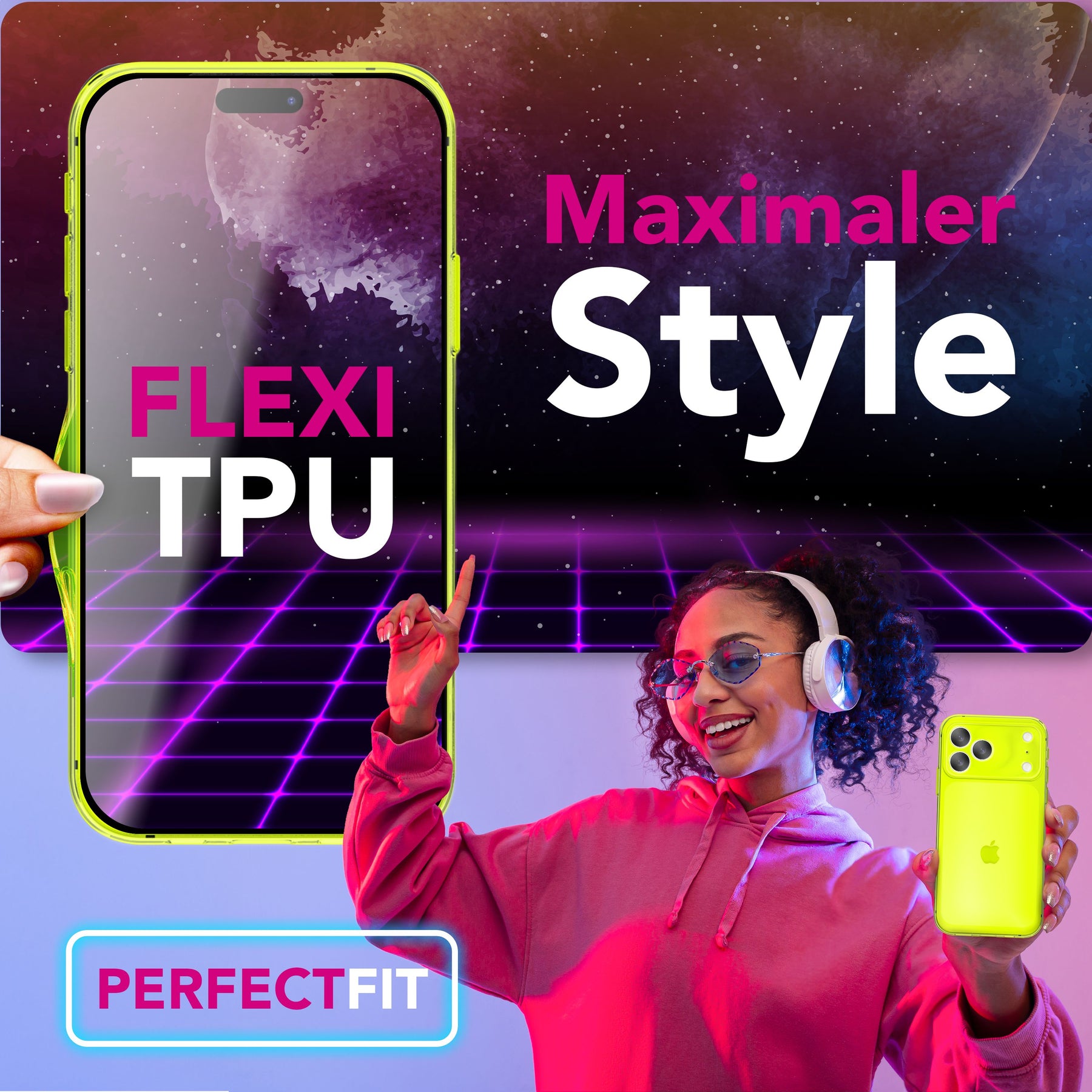 NALIA Neon Silikonhülle für iPhone 17 Pro – Knallige Signal-Farbe & Linsenschutz – VIBE (Transparentes Case) – Marke aus Berlin Gelb NALIA Klare Hüllen