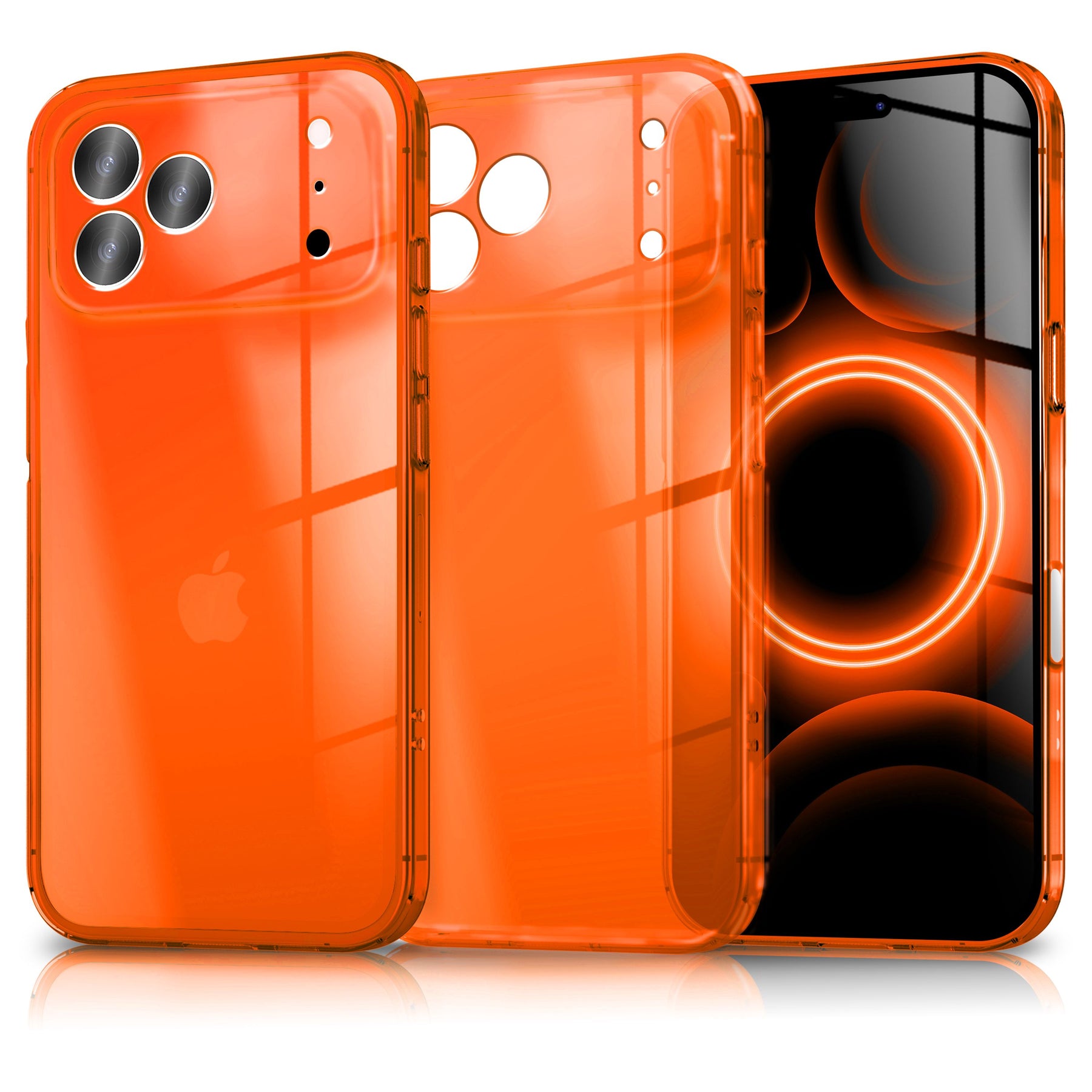 NALIA Neon Silikonhülle für iPhone 17 Pro – Knallige Signal-Farbe & Linsenschutz – VIBE (Transparentes Case) – Marke aus Berlin Orange NALIA Klare Hüllen