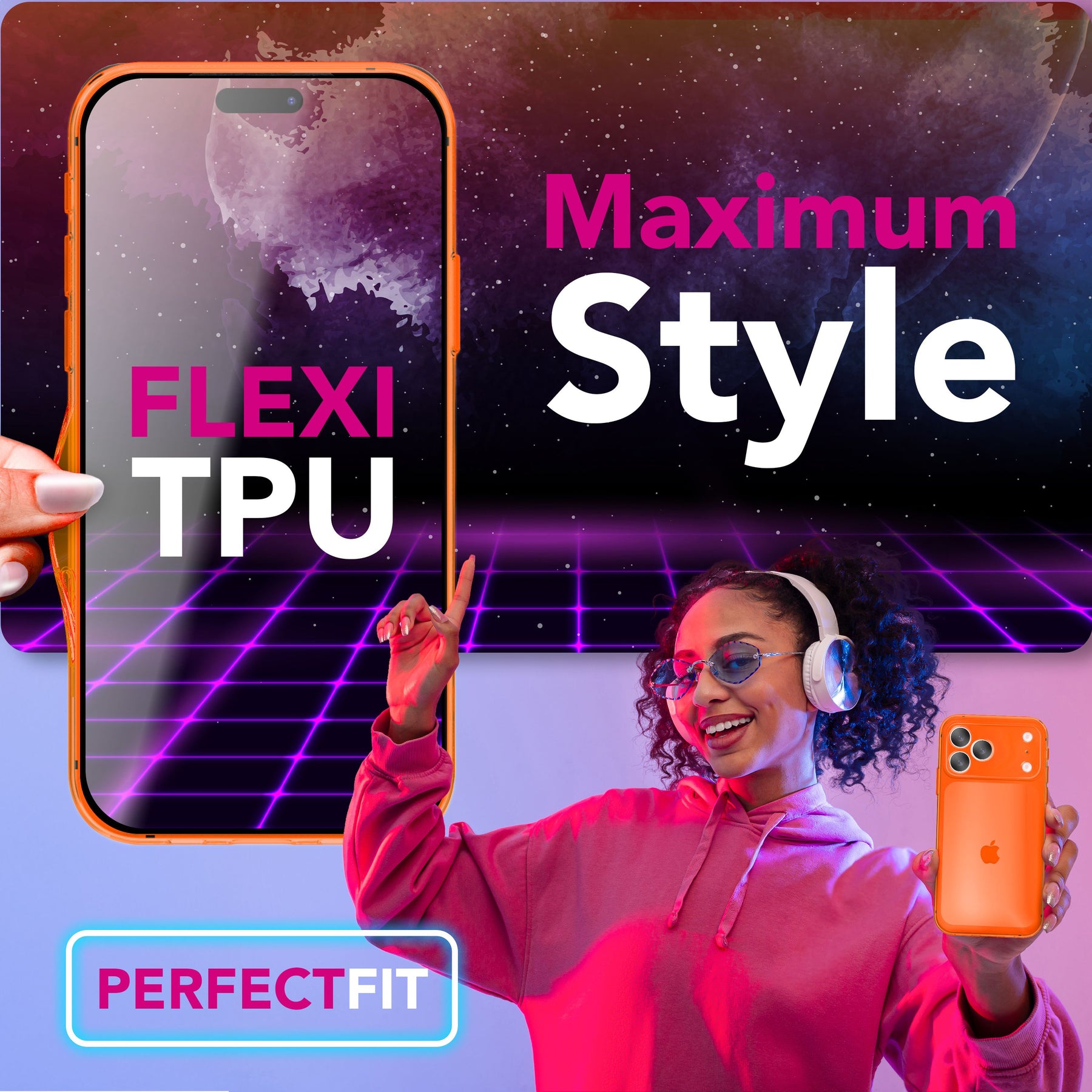 NALIA Neon Silikonhülle für iPhone 17 Pro – Knallige Signal-Farbe & Linsenschutz – VIBE (Transparentes Case) – Marke aus Berlin Orange NALIA Klare Hüllen