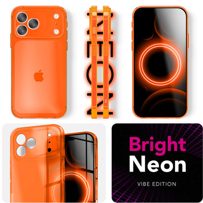 NALIA Neon Silikonhülle für iPhone 17 Pro – Knallige Signal-Farbe & Linsenschutz – VIBE (Transparentes Case) – Marke aus Berlin Orange NALIA Klare Hüllen