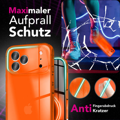 NALIA Neon Silikonhülle iPhone 17 Pro Max Case transparent Signal-Farbe stoßfest Orange NALIA Klare Hüllen