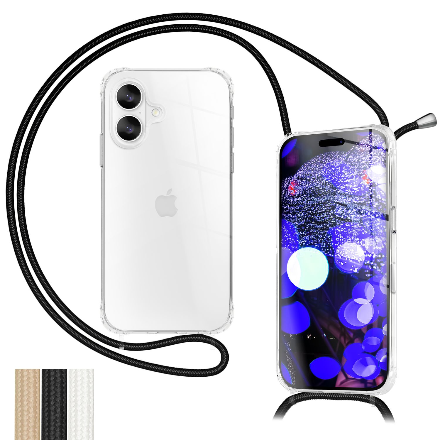 NALIA Hülle Hangit für Apple iPhone 17 (Umhängehülle) - Klare Handyhülle mit Band, Transparent & Anti-Gelb, Air-Cushion Ecken, Verstellbare 160cm Handykette