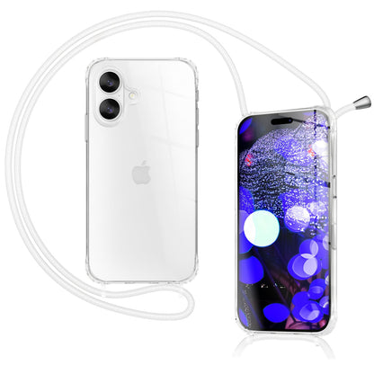 NALIA Hülle Hangit für Apple iPhone 17 (Umhängehülle) - Klare Handyhülle mit Band, Transparent & Anti-Gelb, Air-Cushion Ecken, Verstellbare 160cm Handykette Mondweiß NALIA Klare Hüllen