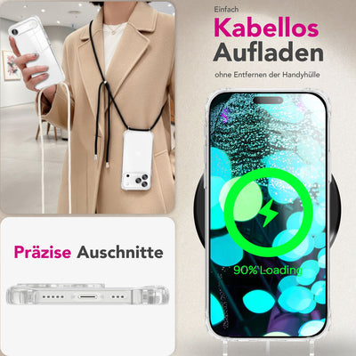 NALIA Handykette für iPhone 17 Air – Transparentes Hybrid-Case & Band – HANGIT PRO (Anti-Gelb Rückseite & Verstellbar) – Marke aus Berlin Sandstein Beige NALIA Klare Hüllen