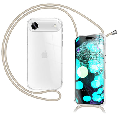 NALIA Handykette für iPhone 17 Air – Transparentes Hybrid-Case & Band – HANGIT PRO (Anti-Gelb Rückseite & Verstellbar) – Marke aus Berlin Sandstein Beige NALIA Klare Hüllen
