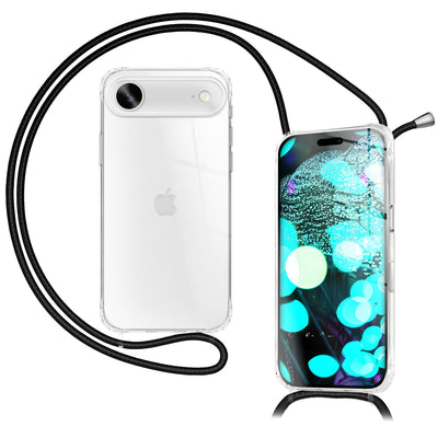 NALIA Handykette für iPhone 17 Air – Transparentes Hybrid-Case & Band – HANGIT PRO (Anti-Gelb Rückseite & Verstellbar) – Marke aus Berlin Mitternacht Schwarz NALIA Klare Hüllen