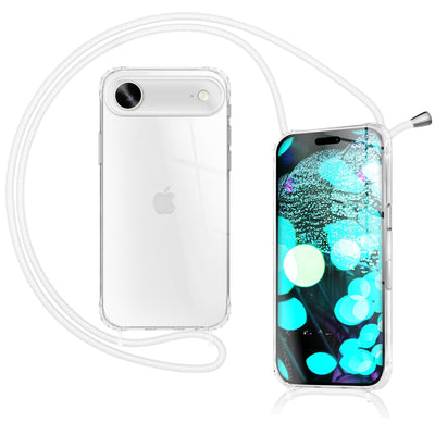 NALIA Handykette für iPhone 17 Air – Transparentes Hybrid-Case & Band – HANGIT PRO (Anti-Gelb Rückseite & Verstellbar) – Marke aus Berlin Mondweiß NALIA Klare Hüllen