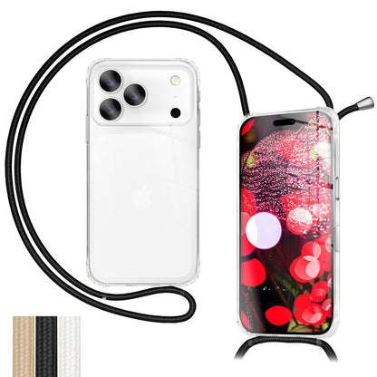 NALIA Hülle Hangit für Apple iPhone 17 Pro (Umhängehülle) - Klare Handyhülle mit verstellbarem Band, Durchsichtig & Anti-Gelb, Air-Cushion, 160cm Handykette